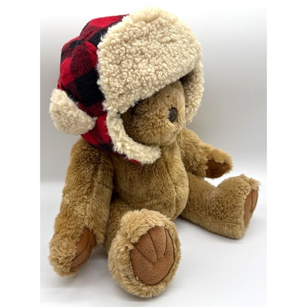 Traditional Bear MCM Group Plush Tan Teddy Stuffed Animal Toy Red checkered hat
